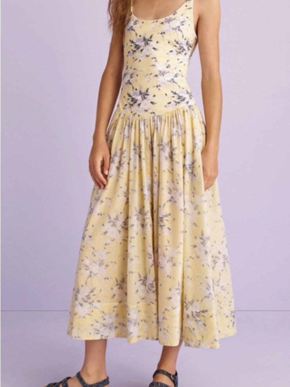 Rebecca Taylor Yellow Floral Midi Dress